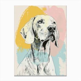 Weimaraner Dog Pastel Line Watercolour Illustration 4 Canvas Print