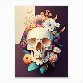 Skull With Geometric 1 Designs Vintage Floral Canvas Print