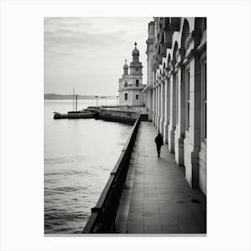 Santander, Spain, Black And White Analogue Photography 1 Canvas Print