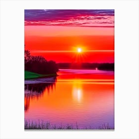 Sunrise Over River Waterscape Pop Art Photography 1 Canvas Print