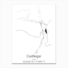 Castlegar,Canada Minimalist Map Canvas Print