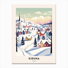 Vintage Winter Travel Poster Kiruna Sweden 3 Canvas Print