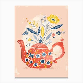 Teapot With Flowers 3 Canvas Print