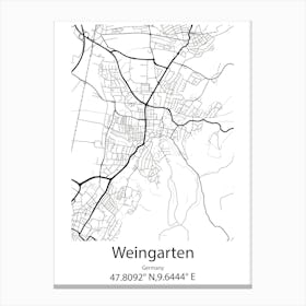 Weingarten,Germany Minimalist Map Canvas Print