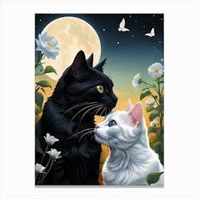 Black And White Cats Canvas Print