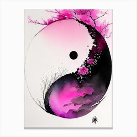 Pink 1 Yin and Yang Japanese Ink Canvas Print