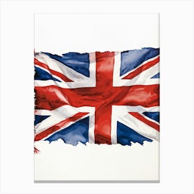 An Authoritative Watercolor Render Of The Distinguished United Kingdom Flag With Its Deep Red Cross (5) Canvas Print