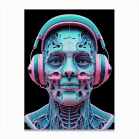 Human Head With Headphones Canvas Print