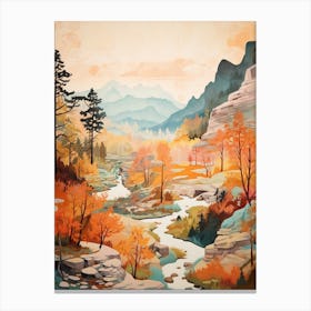 Autumn National Park Painting Yosemite National Park California Usa 3 Canvas Print