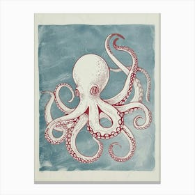 Brushstrokes Octopus Vintage 1 Canvas Print