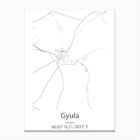 Gyula,Hungary Minimalist Map Canvas Print