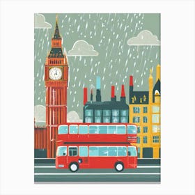 London In The Rain Canvas Print