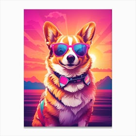 Corgi Dog Sunset Canvas Print