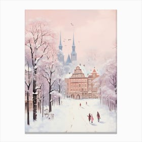 Dreamy Winter Painting Frankfurt Germany 3 Canvas Print