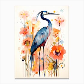 Bird Painting Collage Great Blue Heron 1 Canvas Print