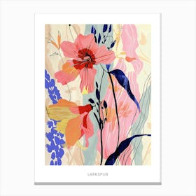 Colourful Flower Illustration Poster Larkspur 4 Canvas Print