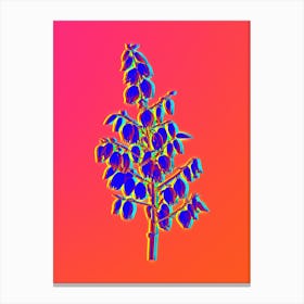 Neon Adam's Needle Botanical in Hot Pink and Electric Blue n.0237 Canvas Print