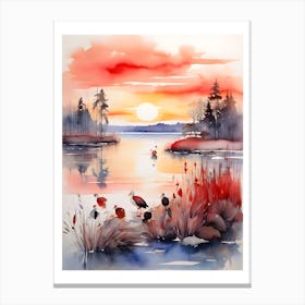 Sunset By The Lake 1 Canvas Print