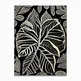 Lemon Leaf Linocut 1 Canvas Print