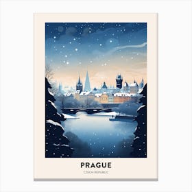 Winter Night  Travel Poster Prague Czech Republic 3 Canvas Print