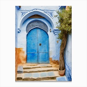 Blue Door In Chefchaouen, Morocco Canvas Print