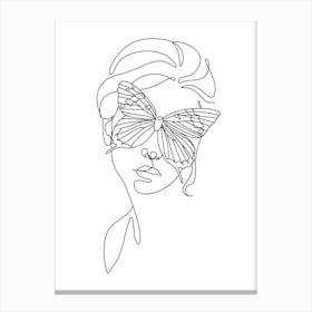 One Line Drawing Of A Butterfly Canvas Print