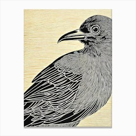 Crow 2 Linocut Bird Canvas Print