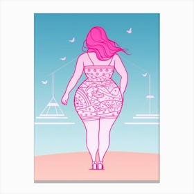 Body Positivity Line Drawing Bright Pink 3 Canvas Print