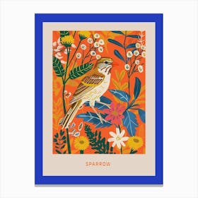 Spring Birds Poster Sparrow 2 Canvas Print