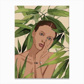 Girl With Leaves 2 Canvas Print