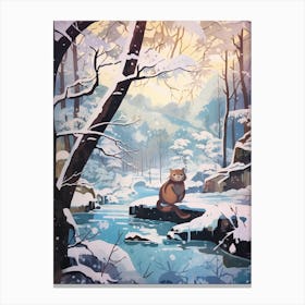Winter Otter Illustration Canvas Print