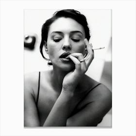 Monica Bellucci Smoking Canvas Print