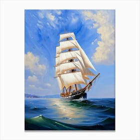 Sailing ship on the sea, oil painting 3 Canvas Print