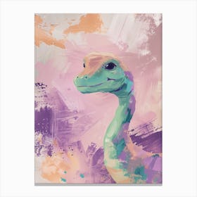 Sweet Lilac & Turquouse Dinosaur Portrait Canvas Print