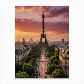 Paris Eiffel Tower At Sunset Canvas Print