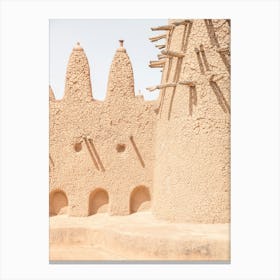 Detail Of A Mosque In Sudano Sahelian Architecture In Burkina Faso In West Africa Canvas Print