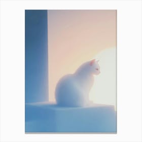 White Cat At Sunset 1 Canvas Print