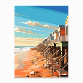 Abstract Illustration Of Southwold Beach Suffolk Orange Hues 2 Canvas Print