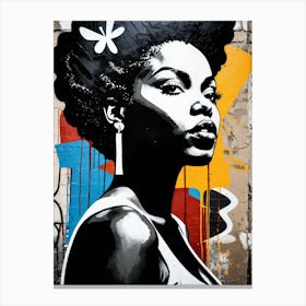 Vintage Graffiti Mural Of Beautiful Black Woman 47 Canvas Print