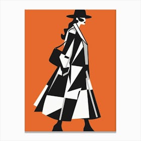 Woman In Black Coat 3 Canvas Print