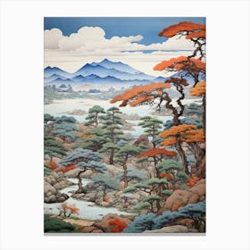 Ritsurin Garden In Kagawa, Ukiyo E Drawing 3 Canvas Print