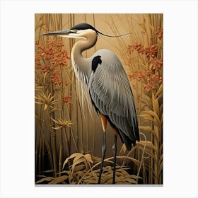 Dark And Moody Botanical Great Blue Heron 1 Canvas Print