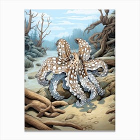 Mimic Octopus Illustration 14 Canvas Print