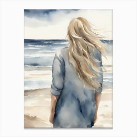 Blond girl At The Beach Canvas Print