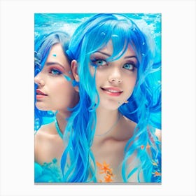 Two Girls In The Water Canvas Print