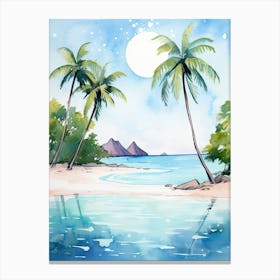 Watercolour Of Lanikai Beach   Oahu Hawaii Usa 0 Canvas Print