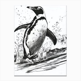 King Penguin Hauling Out Of The Water 2 Canvas Print
