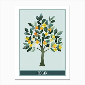 Pecan Tree Flat Illustration 4 Poster Canvas Print