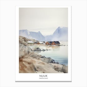 Nuuk 1 Watercolour Travel Poster Canvas Print
