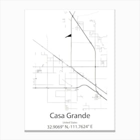 Casa Grande,United States Minimalist Map Canvas Print